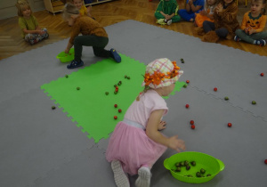 Przedszkolaki zbierają jesienne owoce